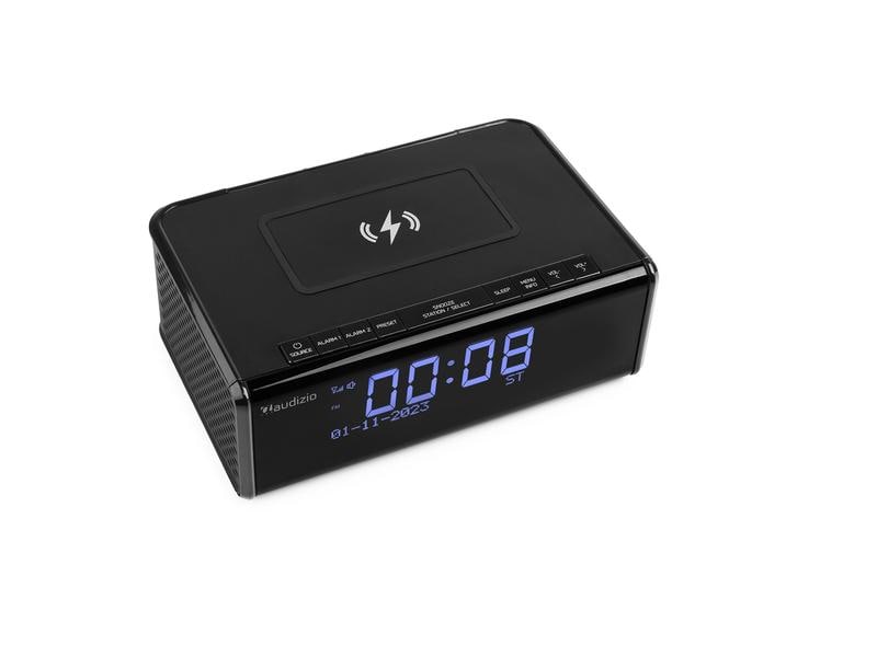 Audizio Radiowecker Cuneo Schwarz DAB -Radiowecker mit kabelloser Aufladung