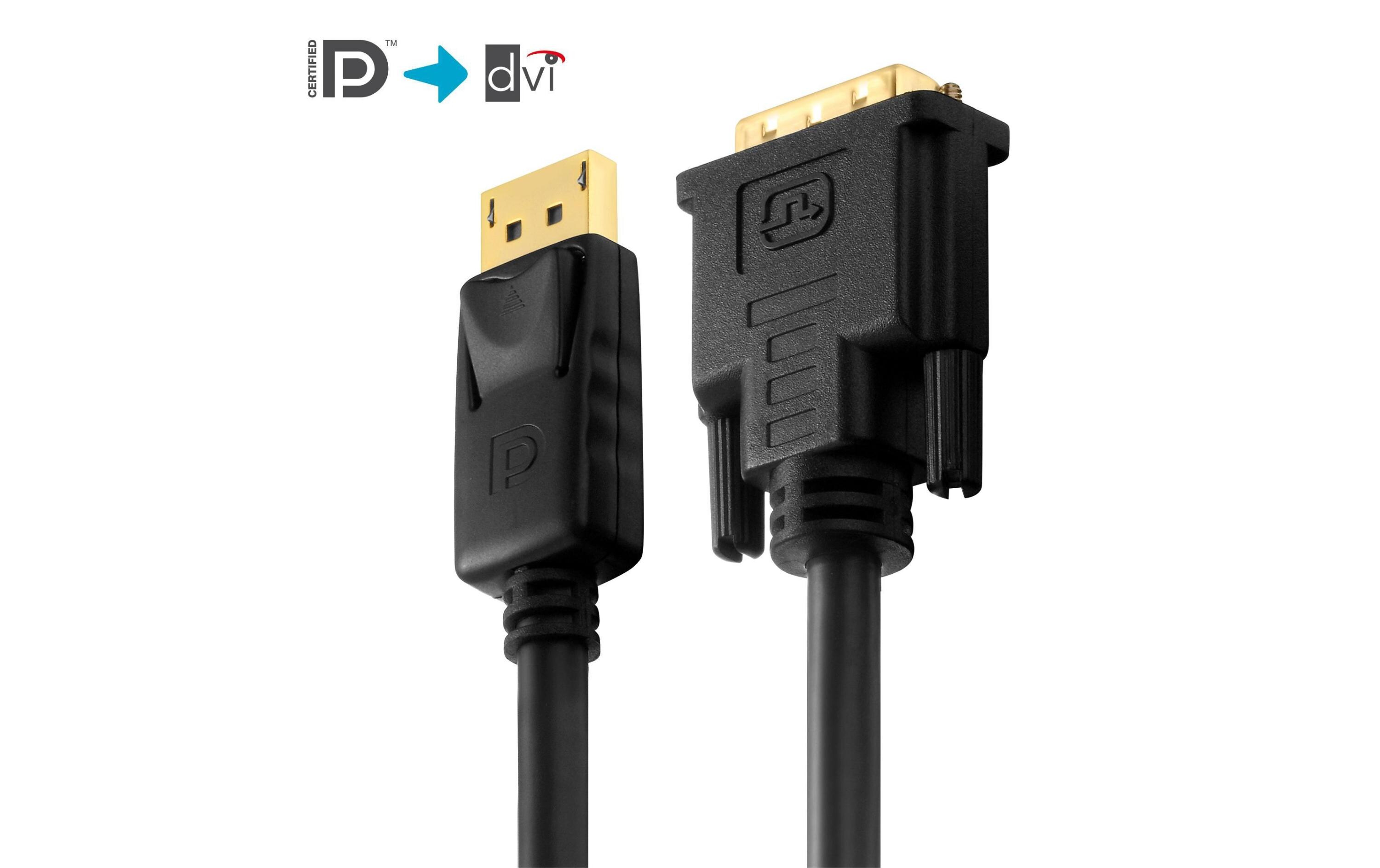 Kabel DisplayPort - DVI-D, 5 mDisplayPort zu DVI Kabel, 1 Meter, schwarz