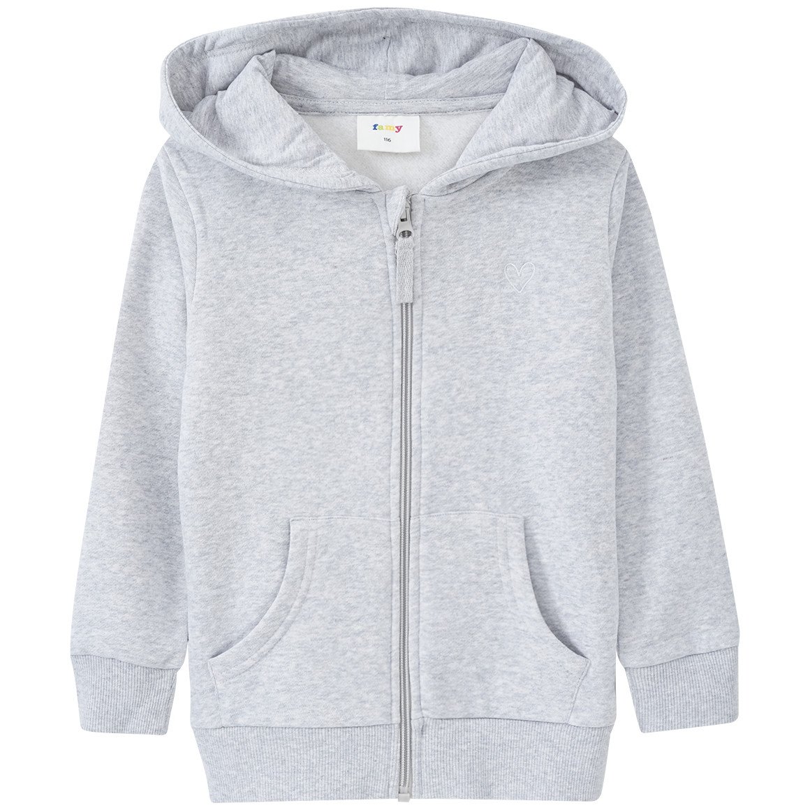 Famy Mädchen Sweatjacke mit Bio-Baumwolle hellgrau