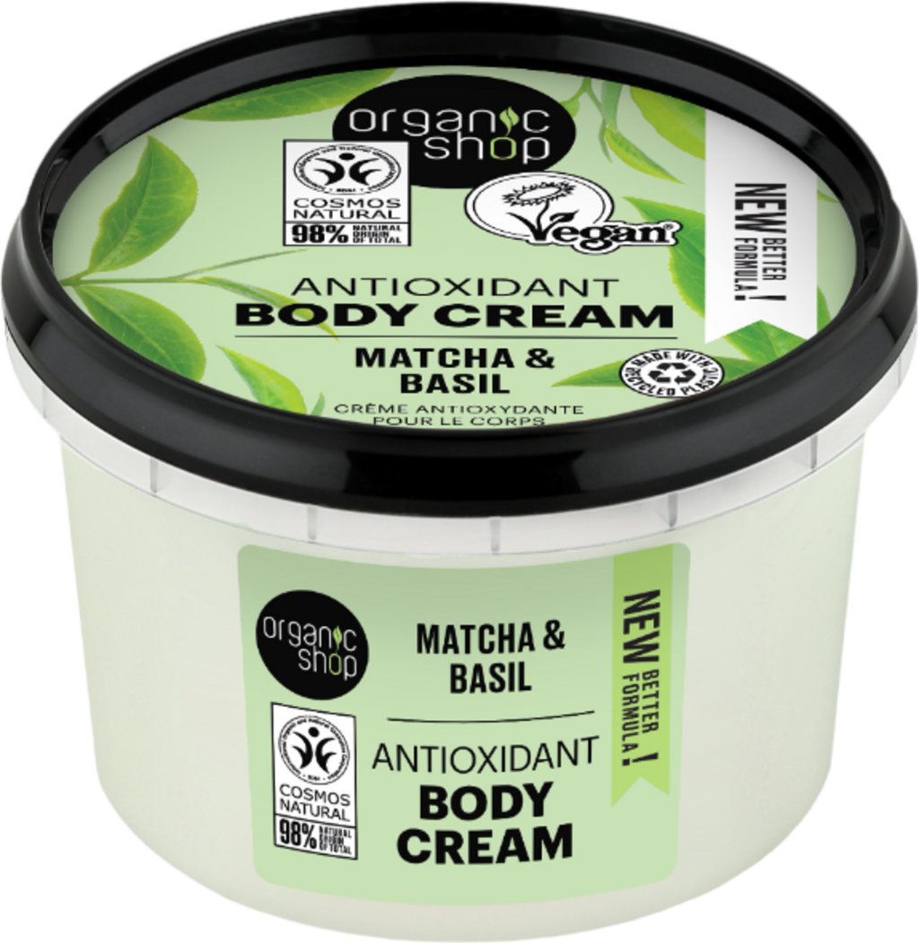 Organic Shop  Antioxidant Body Cream Matcha & Basil, 250 ml