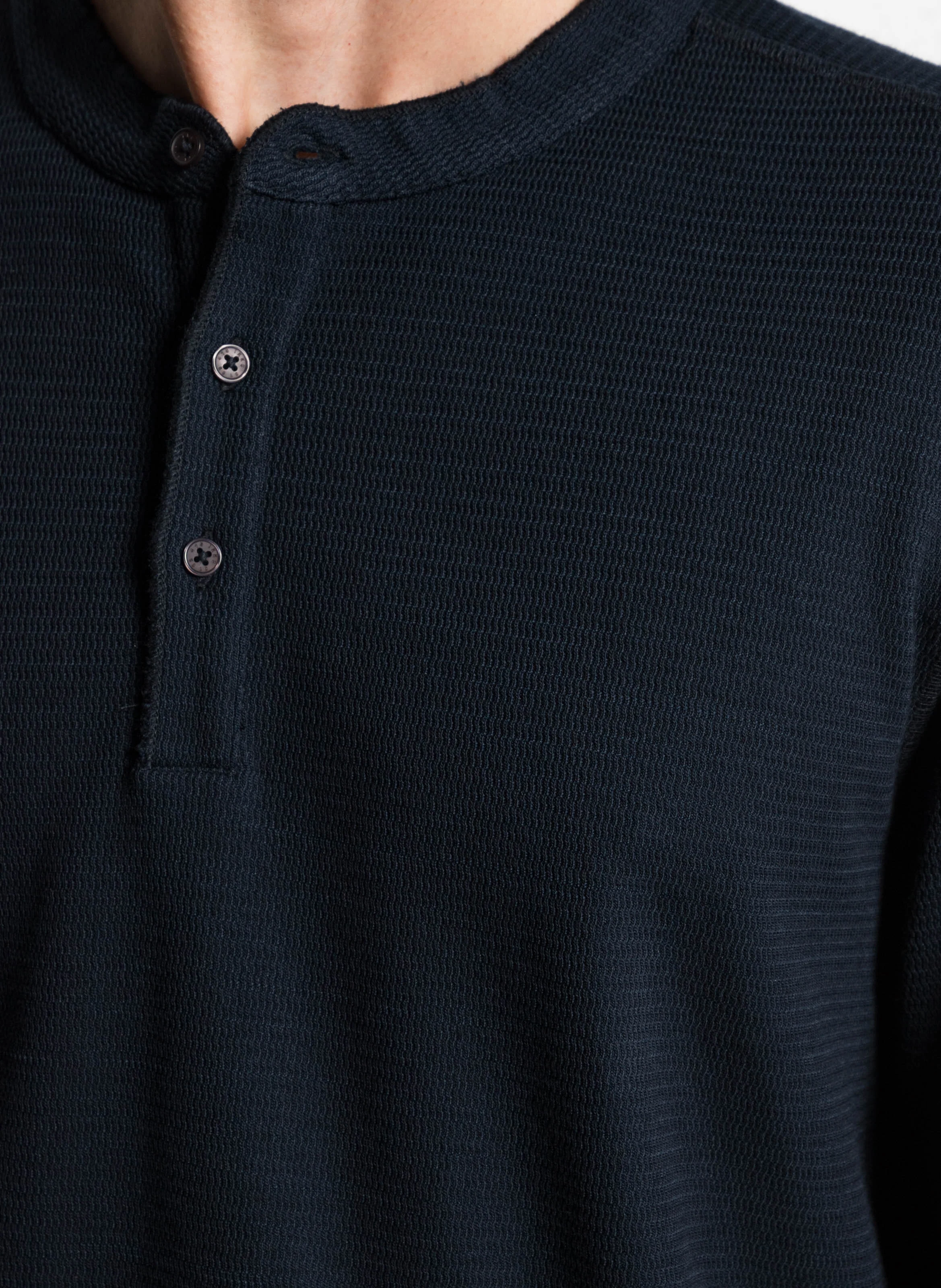 Tee-shirt maille relief en coton mélangé | Bleu