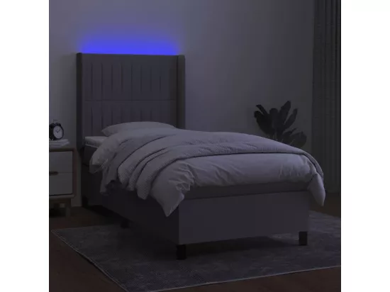 Sommier tapissier avec matelas et LED Gris clair 90x190cm Tissu