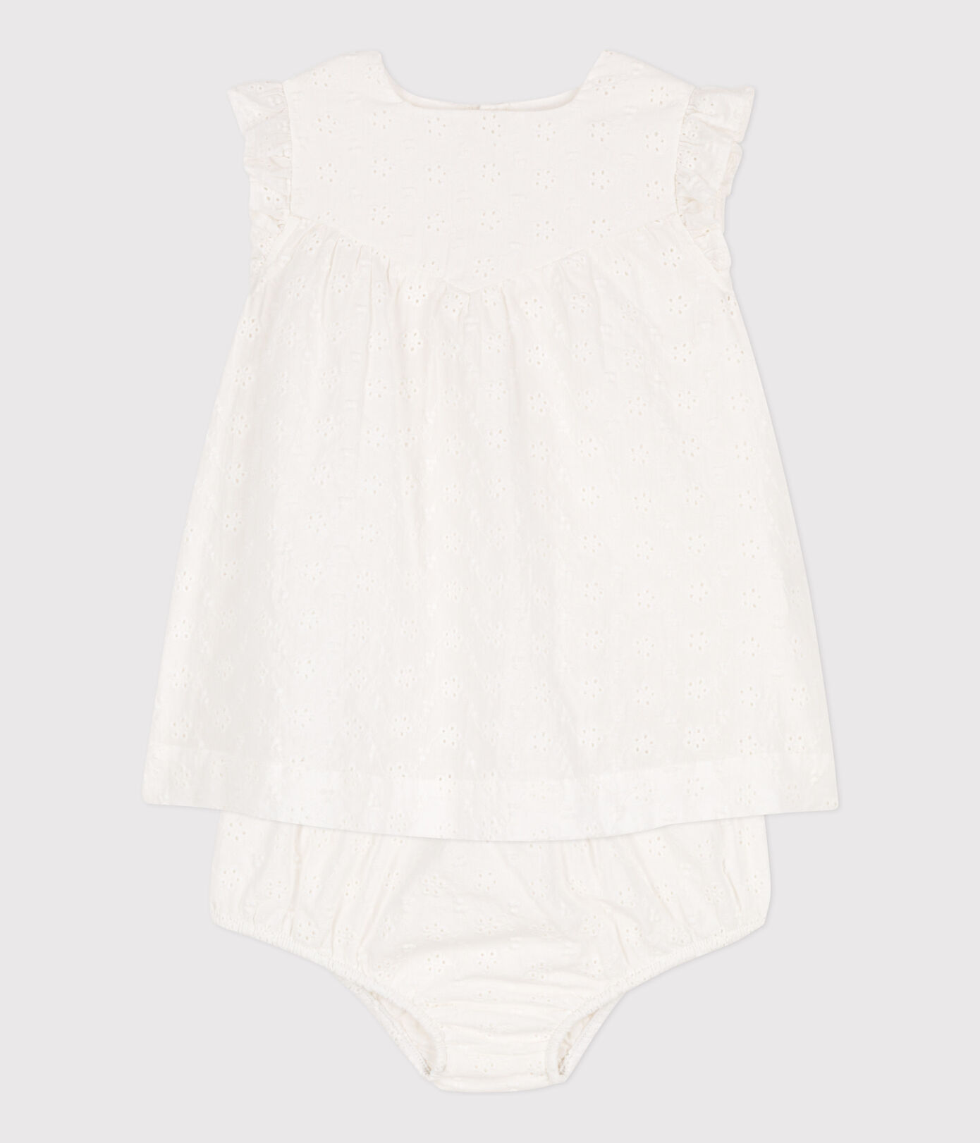 Robe bébé avec bloomer en broderie anglaise
