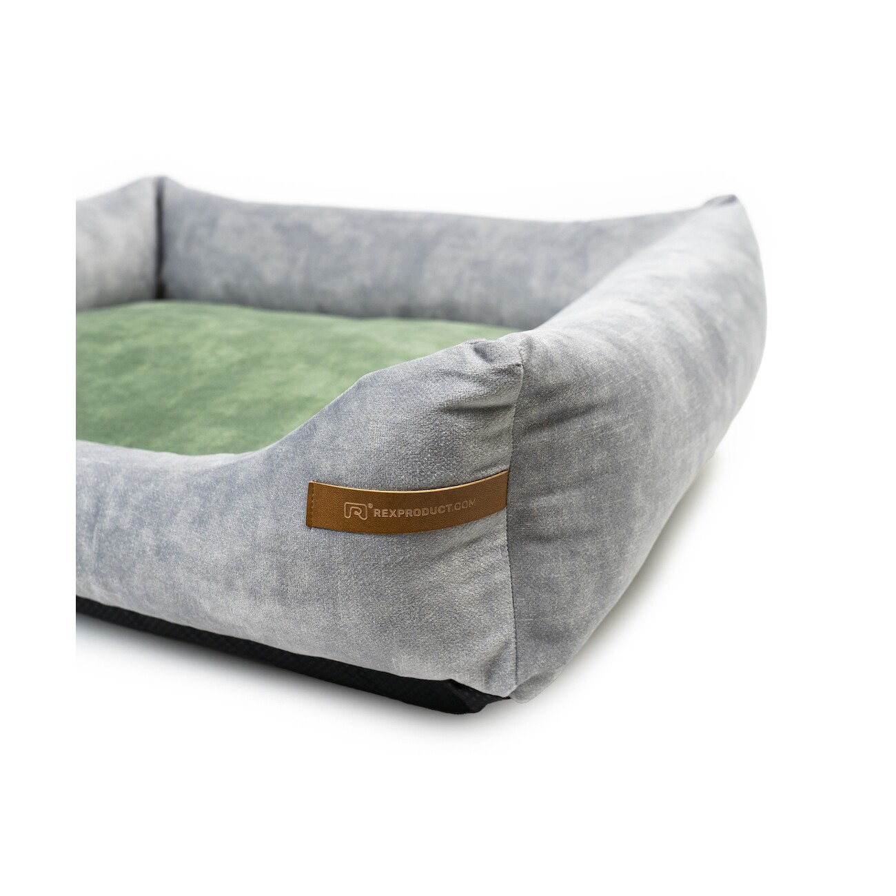 Rexproduct SoftColor luxury dog bed in grau color grün S