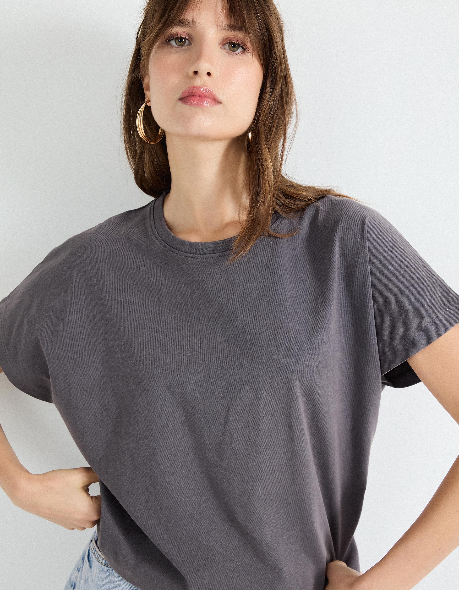 T-shirt, Mulher, Cinzento