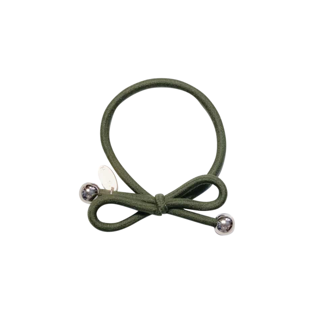 Hair Tie with Gold Bead Dark Green