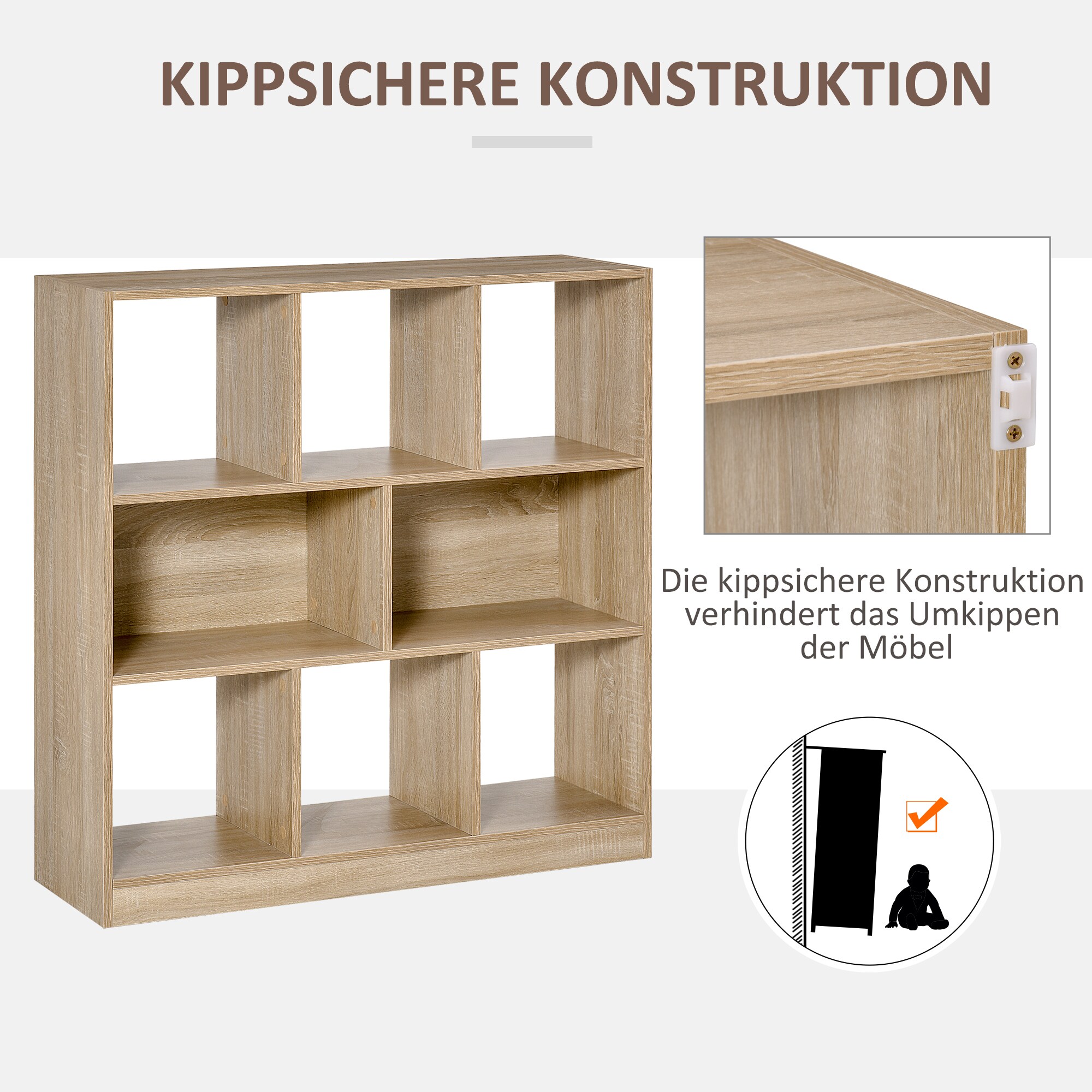 HOMCOM Standregal Mit Kippsicherung natur 97,5L x 30B x 100Hcm