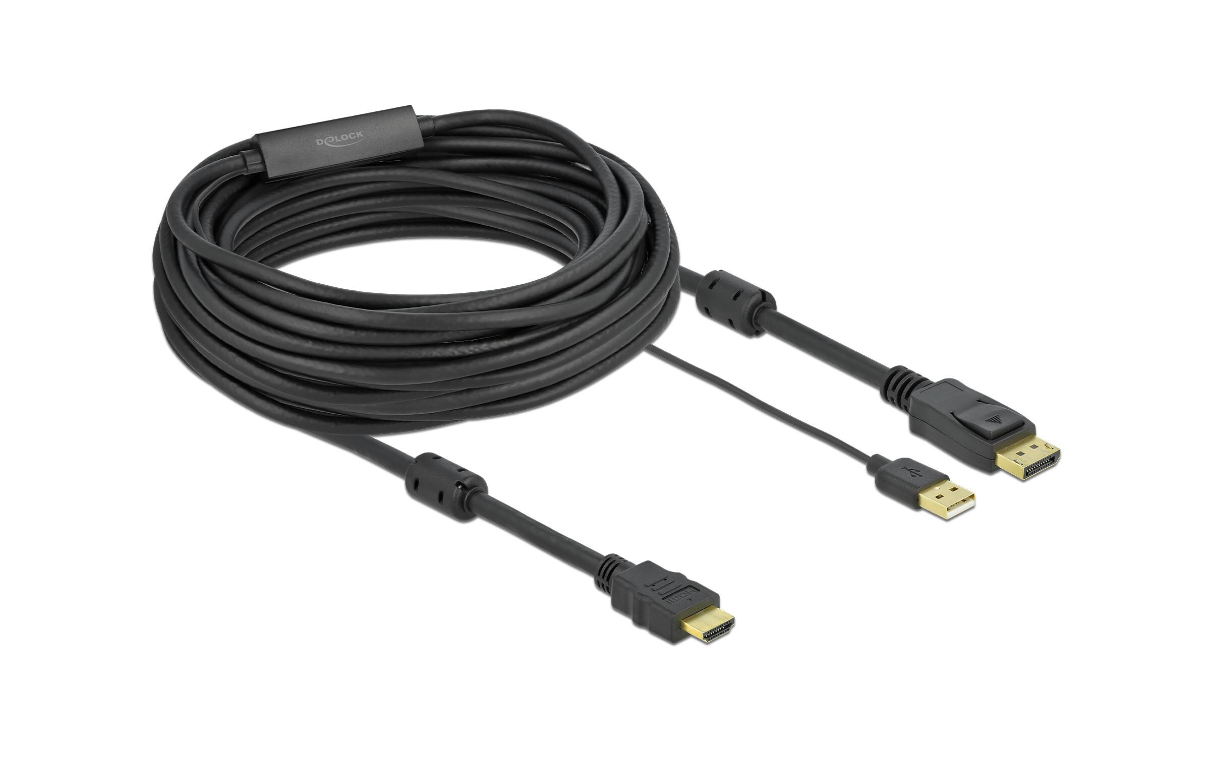Kabel HDMI – Displayport, HDMI/USB 2.0 - DisplayPort, 10 mDelock HDMI zu DisplayPort Kabel 4K 30 Hz 10 m