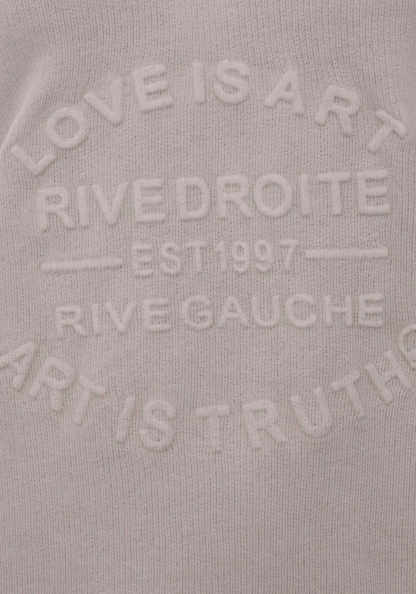 Zwillingsherz Sweatshirt , ausgefranster V-Ausschnitt, Vintage Look, Langarm