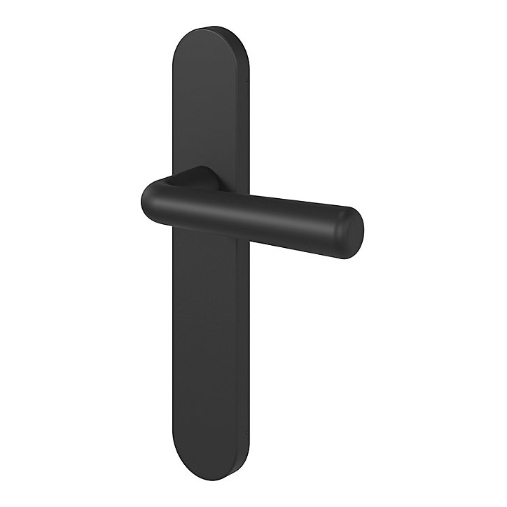 Ensemble poignée sur plaque rond GoodHome Dizel effet nickel mat noir L.121.5mm x l.42mm entraxe 165-195mm