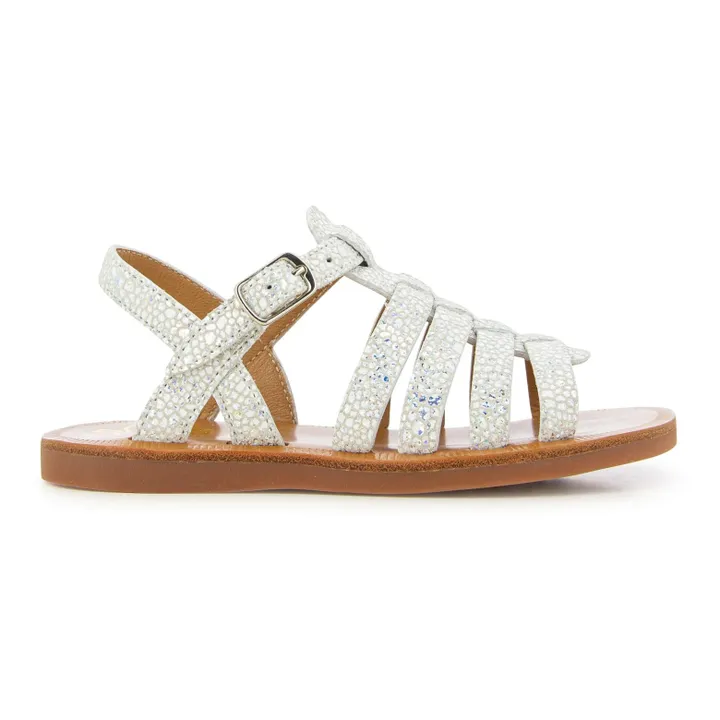 Pom d'Api Sandales Plagette Strap | Blanc moucheté