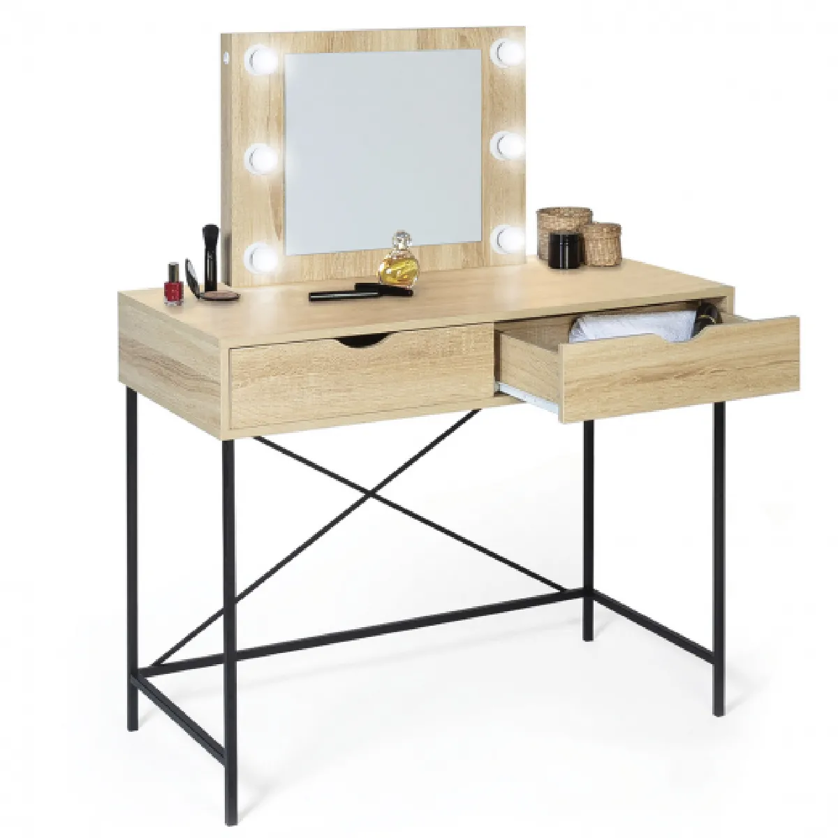 Idmarket Coiffeuse LOUISA design industriel - LED