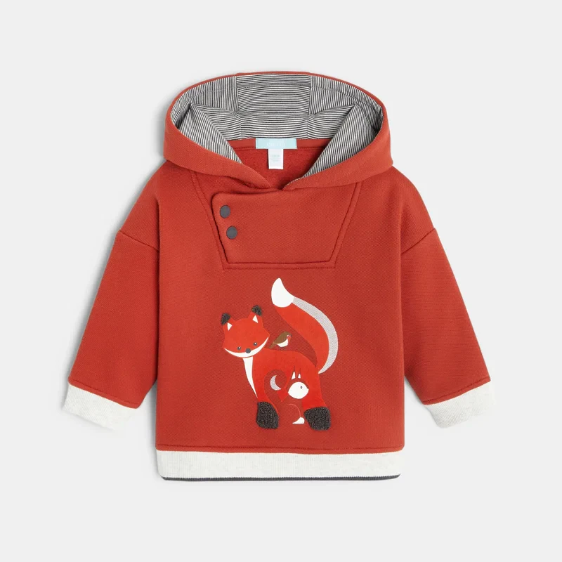 Sweat molleton à capuche renards orange bébé garçon Orange