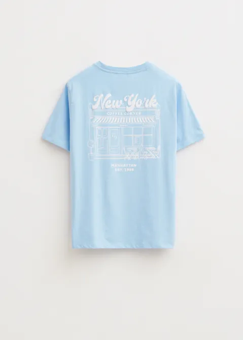 T-shirt met print new york blauw (BLW.L)
