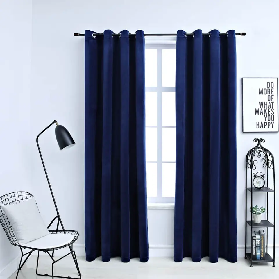 vidaXL - Gordijn - Blauw - Fluweel - 140 x 225 cm - 2 stuks