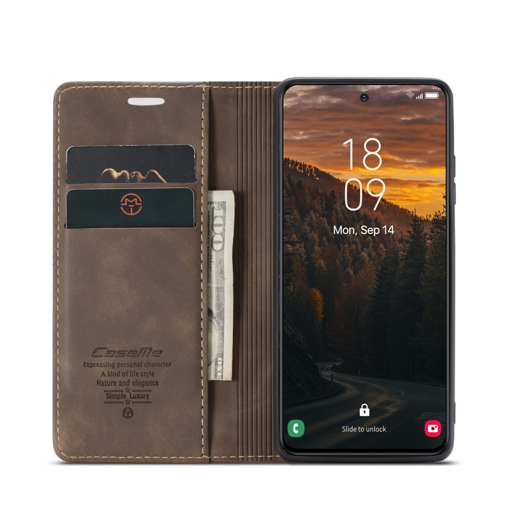 Samsung Galaxy S25  Plus Leder Tasche Flip Wallet Etui mit Kartenfächern - Dunkelbraun