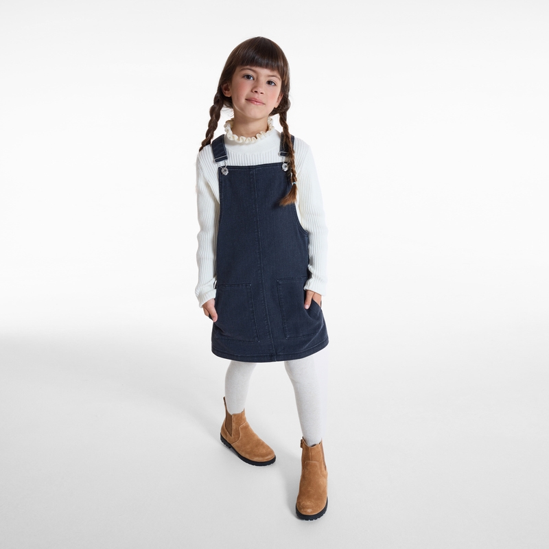 Robe-salopette en jean noire fille