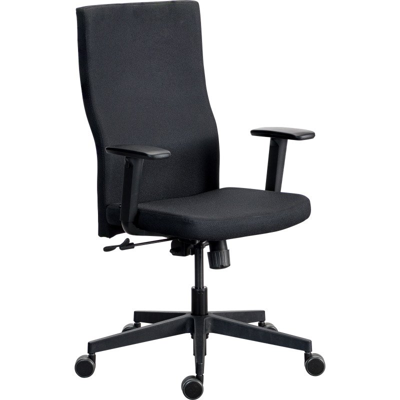 Chaise de bureau ergonomique TEAM PLUS, tissu, avec accoudoirs 1D, mécanisme synchrone, pieds noirs