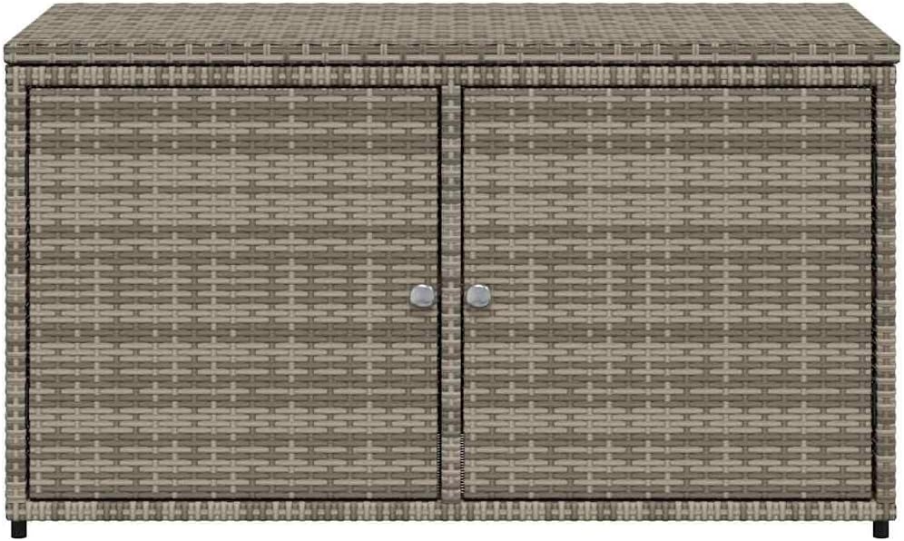 vidaXL Gartenschrank, Geräteschrank mit viel Stauraum, Beistellschrank Schrank mit Türen, Balkonschrank Terrassenschrank, Grau Poly Rattan