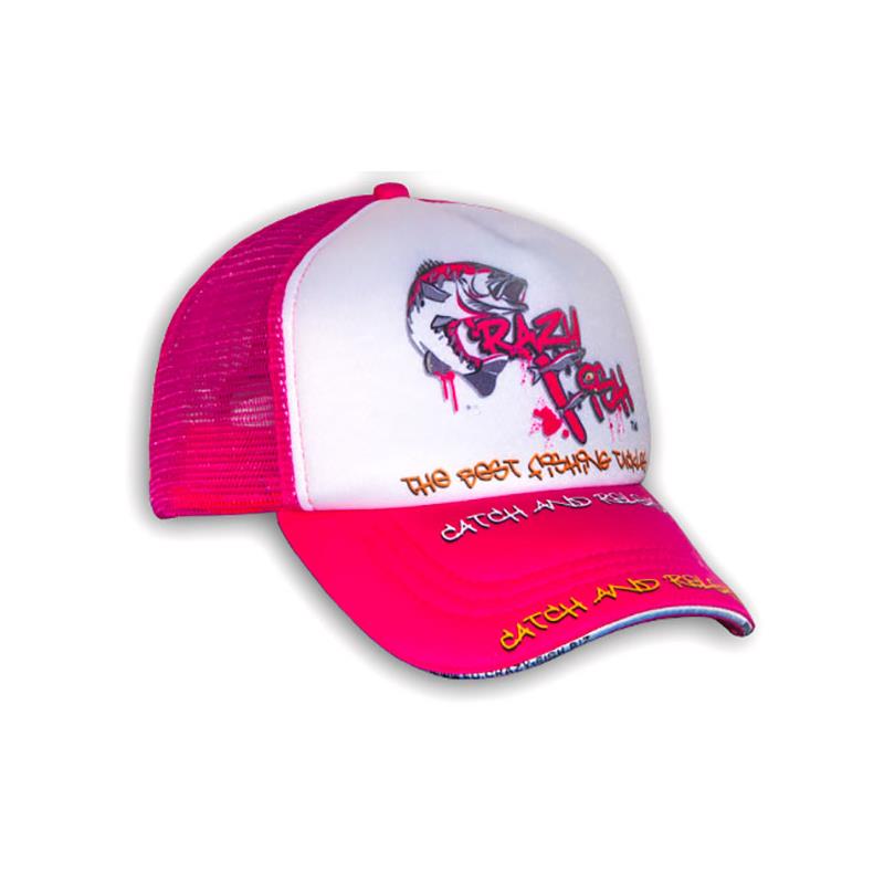 Casquette Homme Crazy Fish Trucker Original - Blanc/Rose
