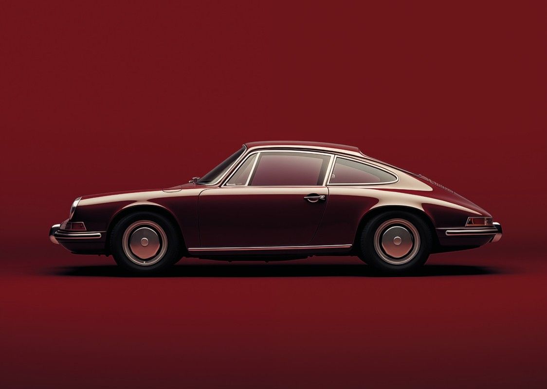 Art Print Vintage Porsche Red