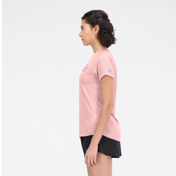 New Balance Dame T-shirts Printed Impact Run Short Sleeve Pink