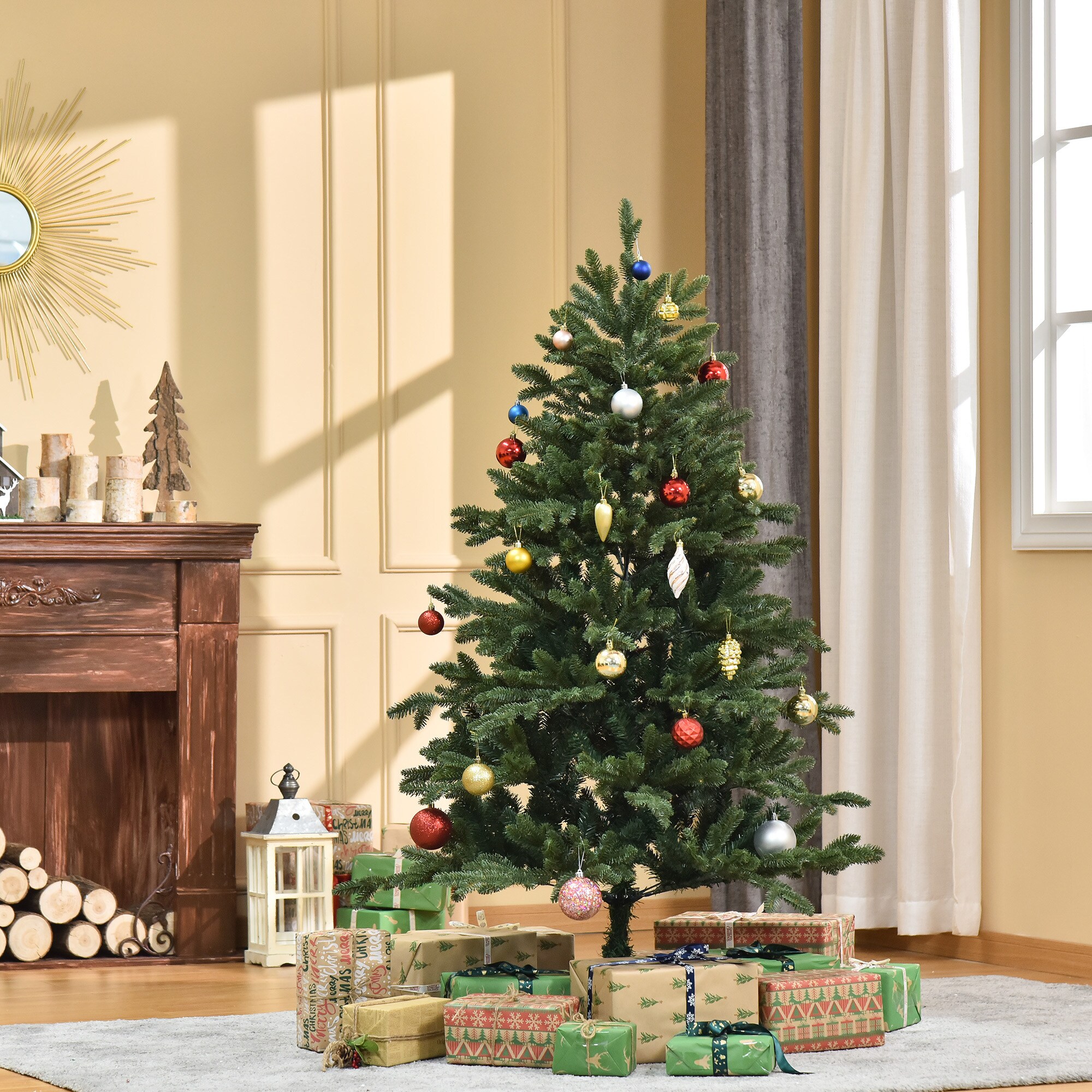 HOMCOM Künstlicher Weihnachtsbaum Mit Sockel grün Ø75 x 150H cm