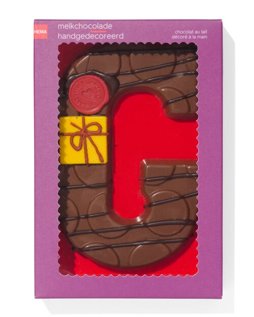lettre G en chocolat au lait décorée à la main 200g