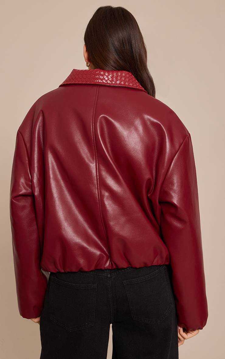 Rouge Blouson Aviateur En Synthétiquecuir Avec Col Matelassé