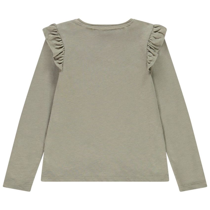 T-shirt manches longues kaki print coeur pour enfant fille - Vert