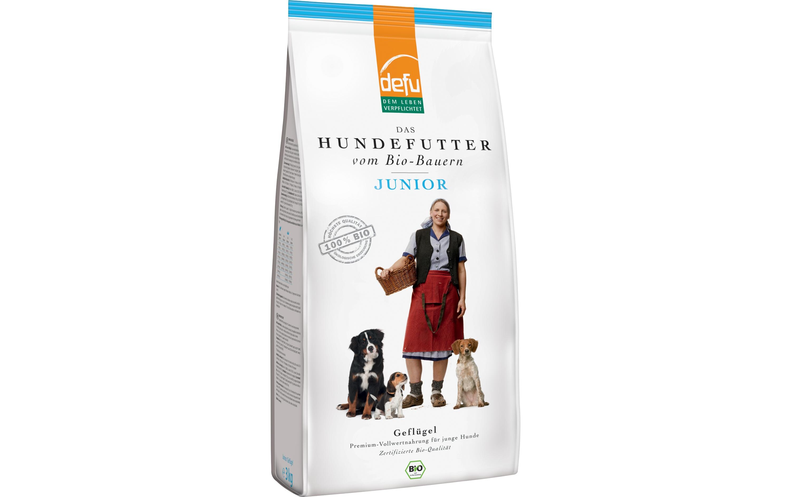 Trockenfutter Junior Bio Geflügel, 3 kgAlleinfuttermittel für junge Hunde ab 12 Wochen