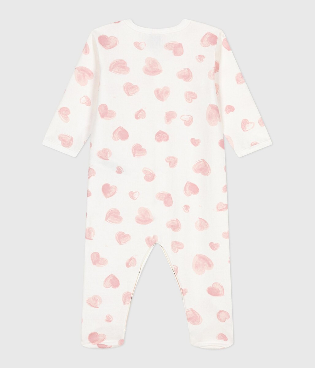 PETIT BATEAU<br>Pijama de bebê em fleece escovado com estampa de coração