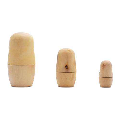 Matroschka Puppen, 3-teilig, unbemalt