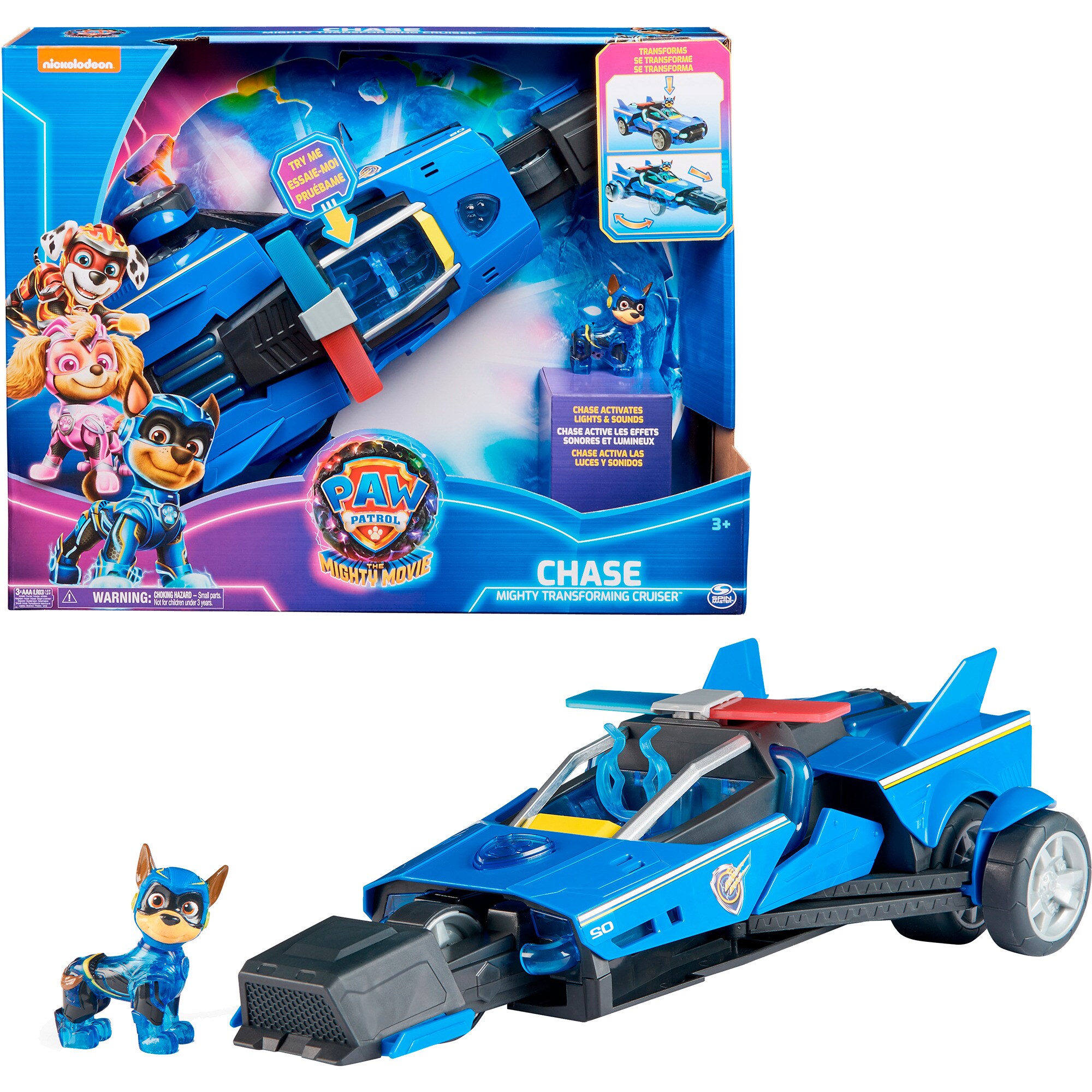 Spin Master Spielfahrzeug Paw Patrol: Der Mighty Kinofilm, Chases Deluxe Superhelden-Raketenfahrzeug