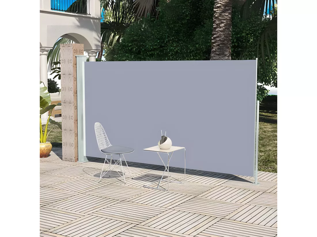 Auvent latéral rétractable de patio 160x300 cm Gris