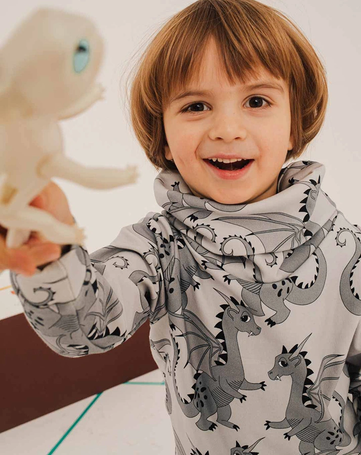 Sweatshirt SNOOD DRAGON AOP in grey
