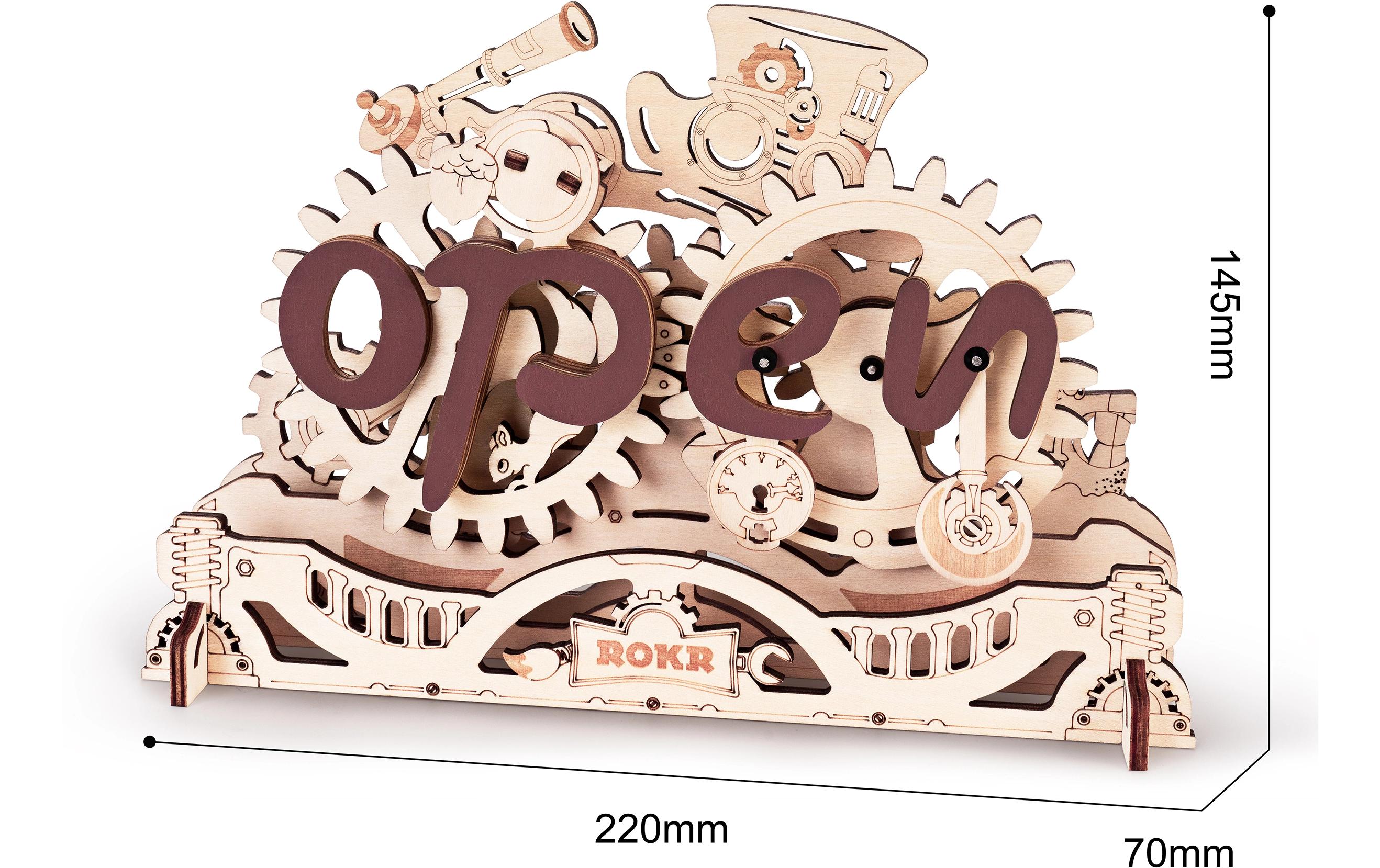 Bausatz Open Closed Schild3D-Puzzle aus lasergeschnittenen Holzteilen