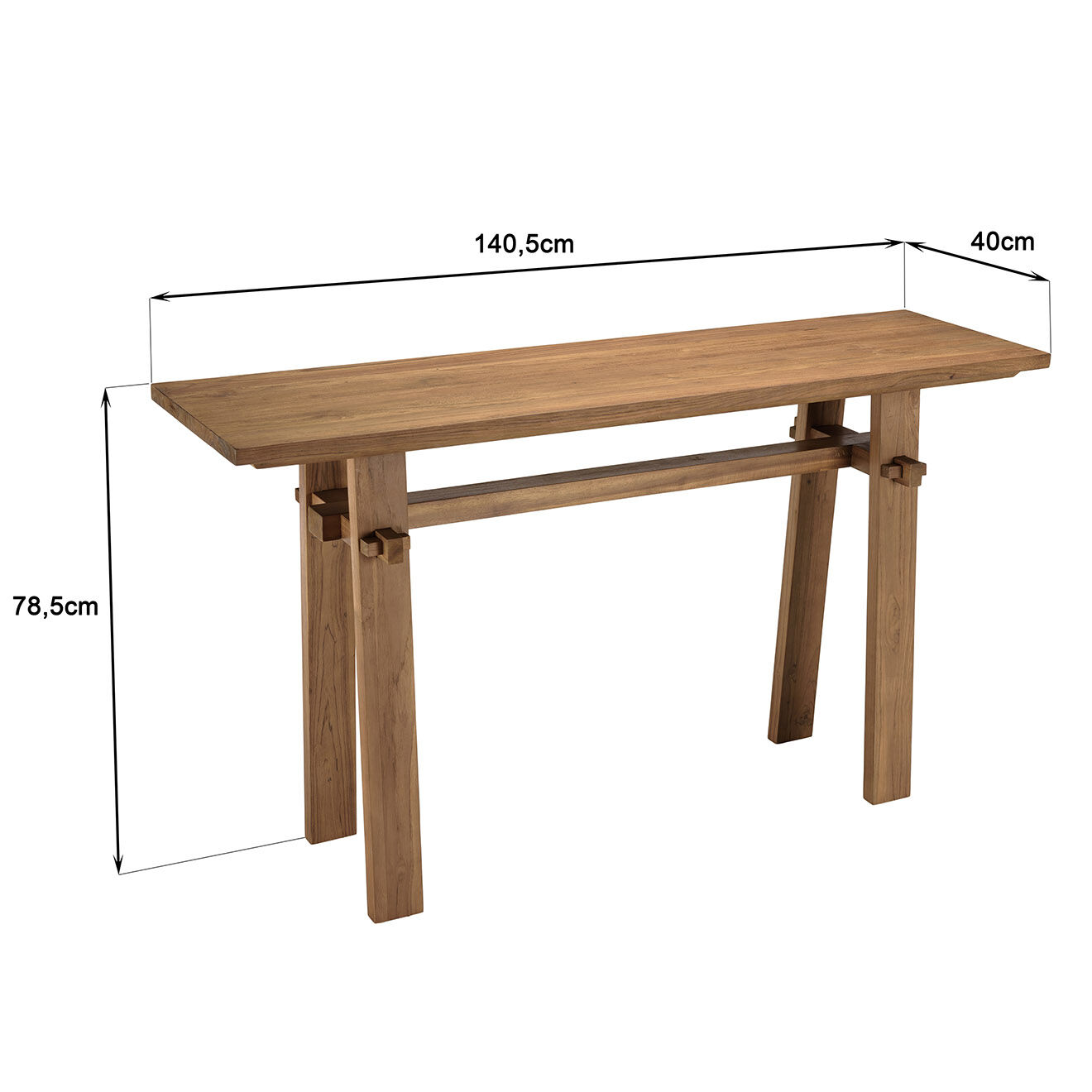 Macabane Console en bois de teck recyclé Sixtine bois - 140.5x40x78.5 cm