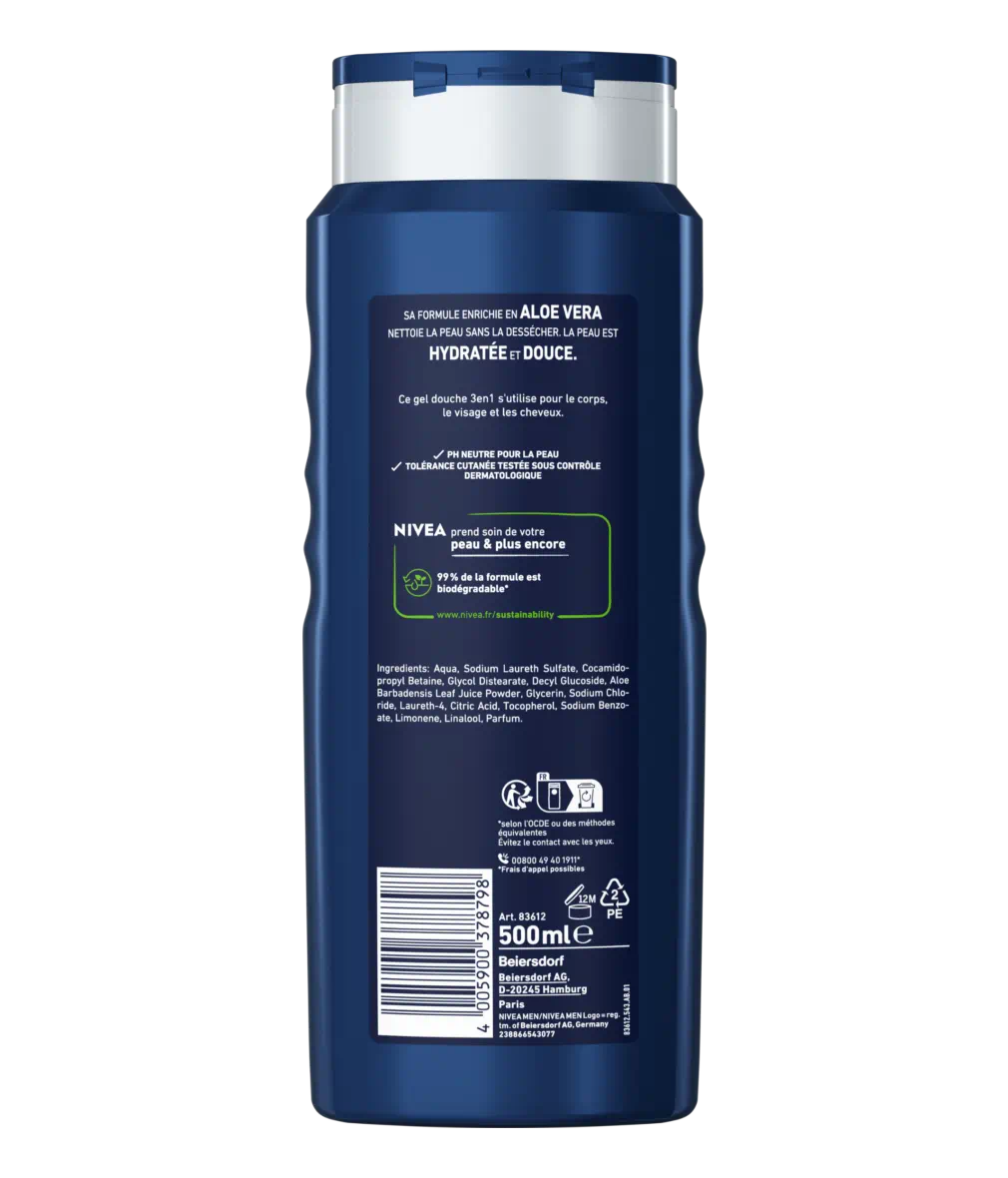GEL DOUCHE 3 EN 1 HOMME PROTECT & CARE A L'ALOE VERA