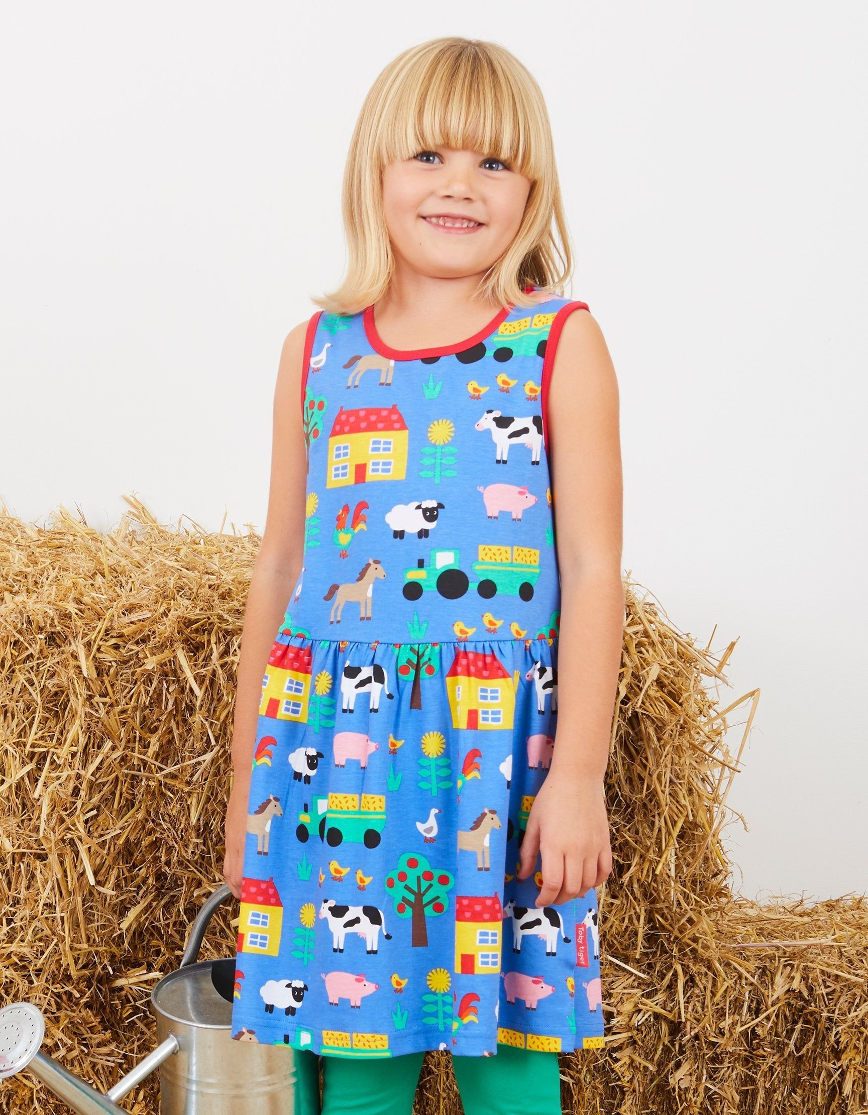 Toby Tiger Kleid mit Bauernhof Print