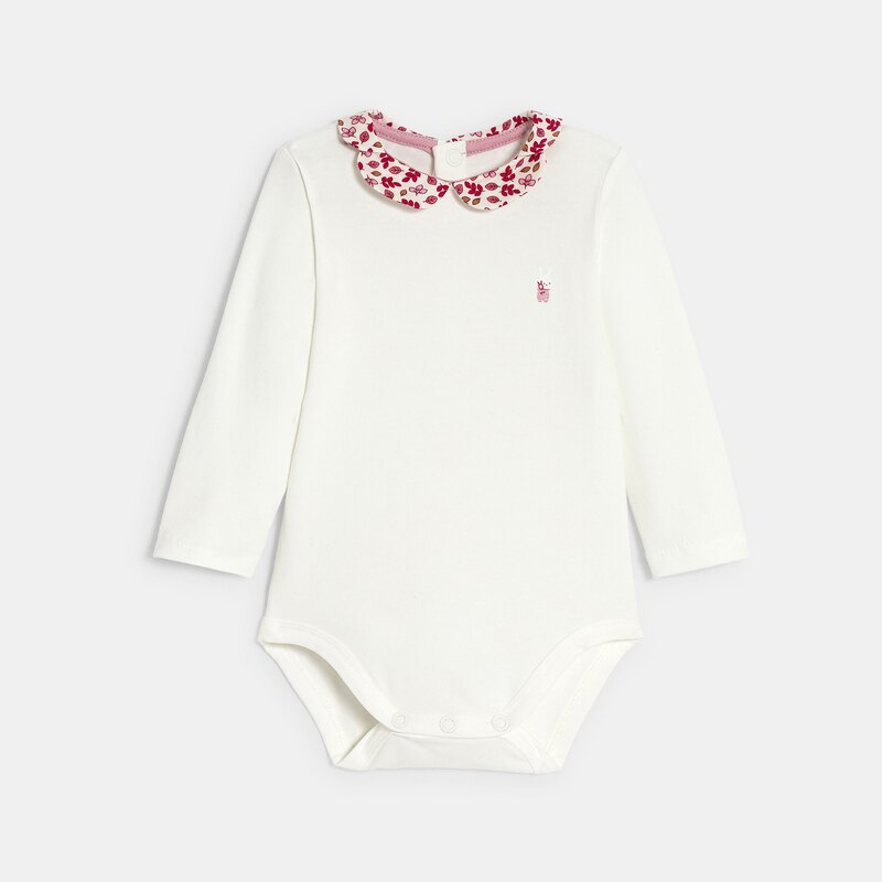 Salopette courte velours et body rose bébé fille Mauve Violet