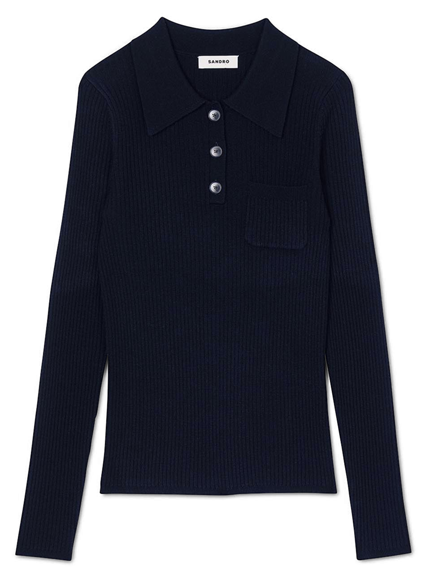Pull col polo droit en maille | Bleu