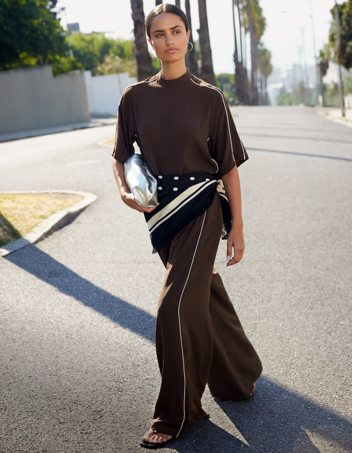Twist Wide Leg Fit Broek Bruin