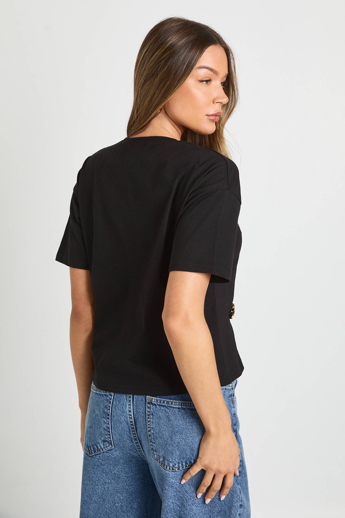 boohoo T-shirt Oversize Avec Détail De Bordure Dorée