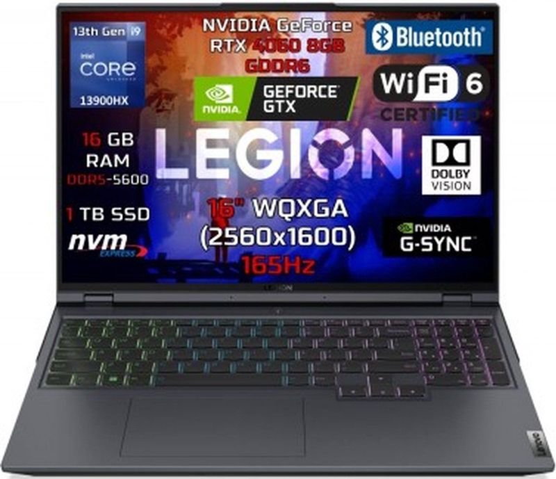 Lenovo Legion Pro 5 - Gaming Laptop - 16 inch - Intel Core i9-13900HX - 16GB RAM - 1TB SSD - RTX 4060