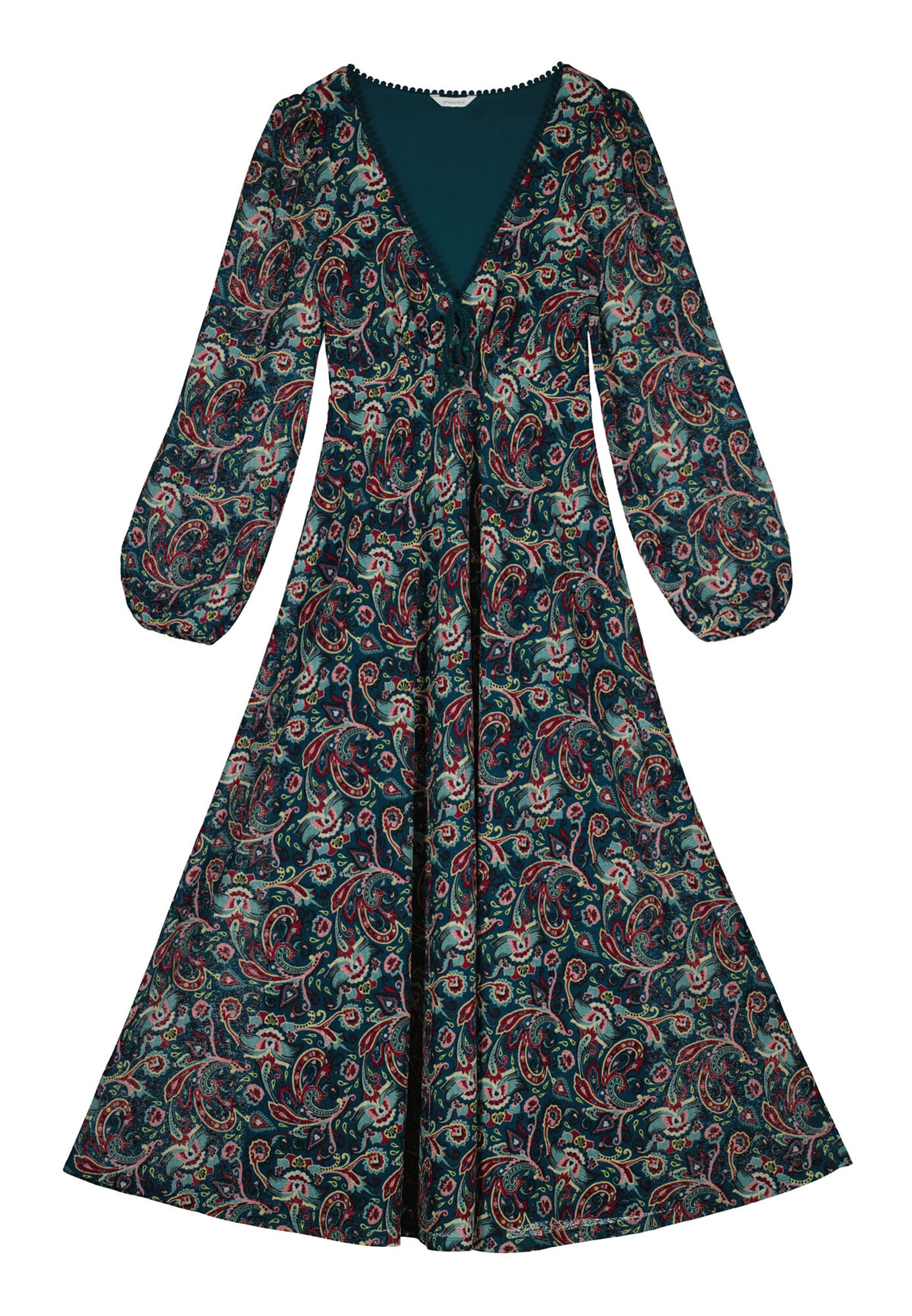 Vestido midi com estampa floral paisley
