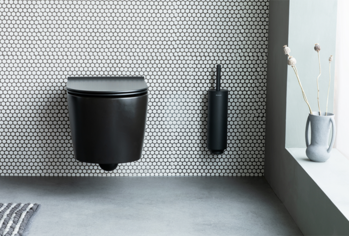 MindSet toiletborstel met houder - Mineral Infinite Grey