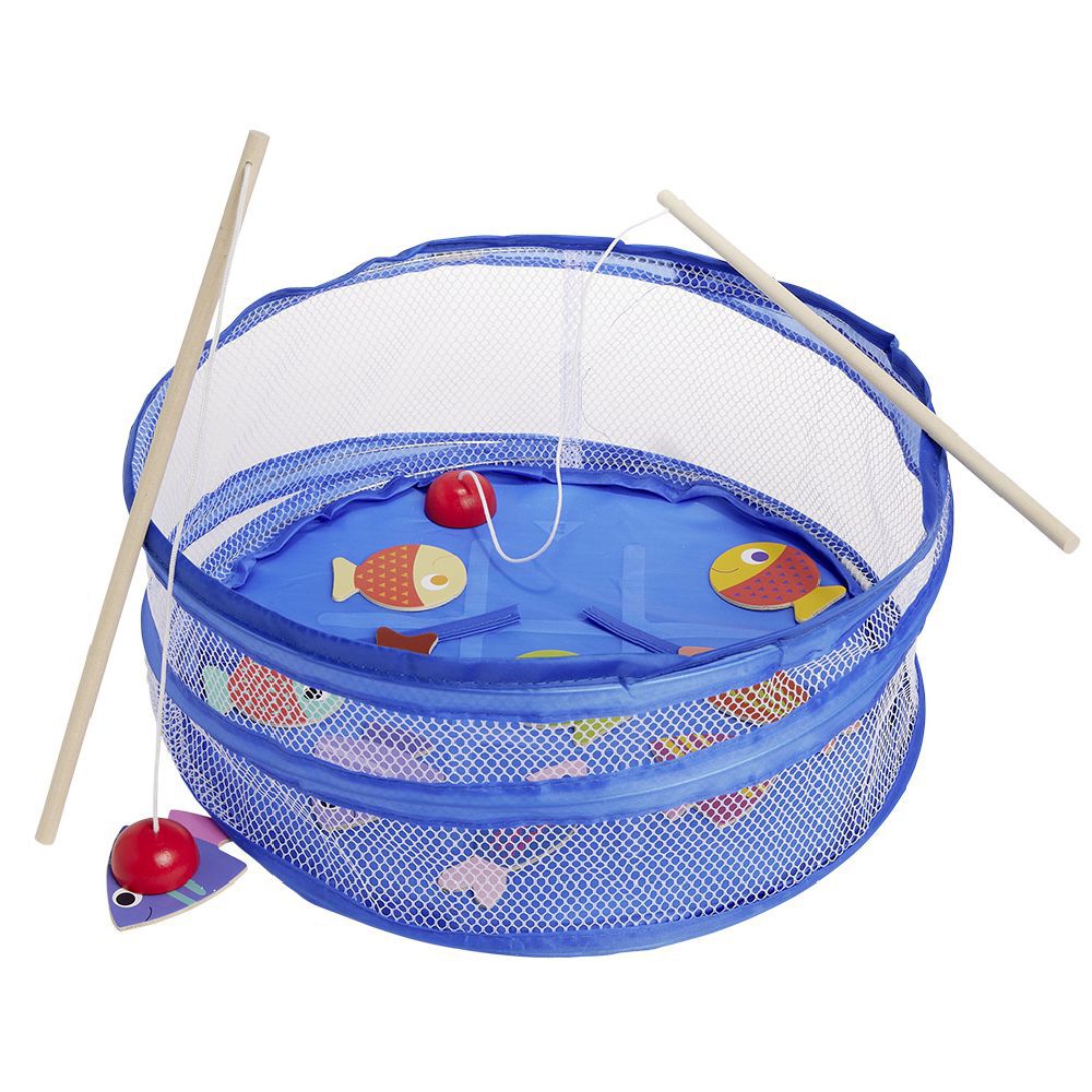 Jeu 3-en-1 lancer morpion pêche en bois