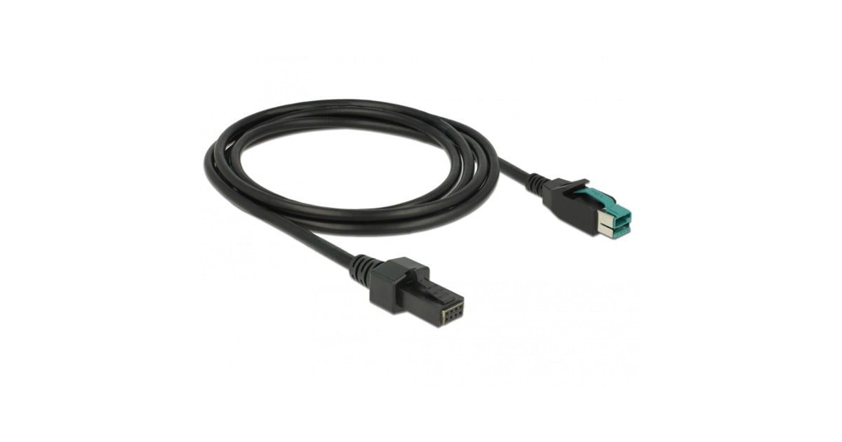 DeLOCKPoweredUSB kabel male 12 V > 2 x 4 pin male voor POS printers en terminals  (Zwart, 2 meter)