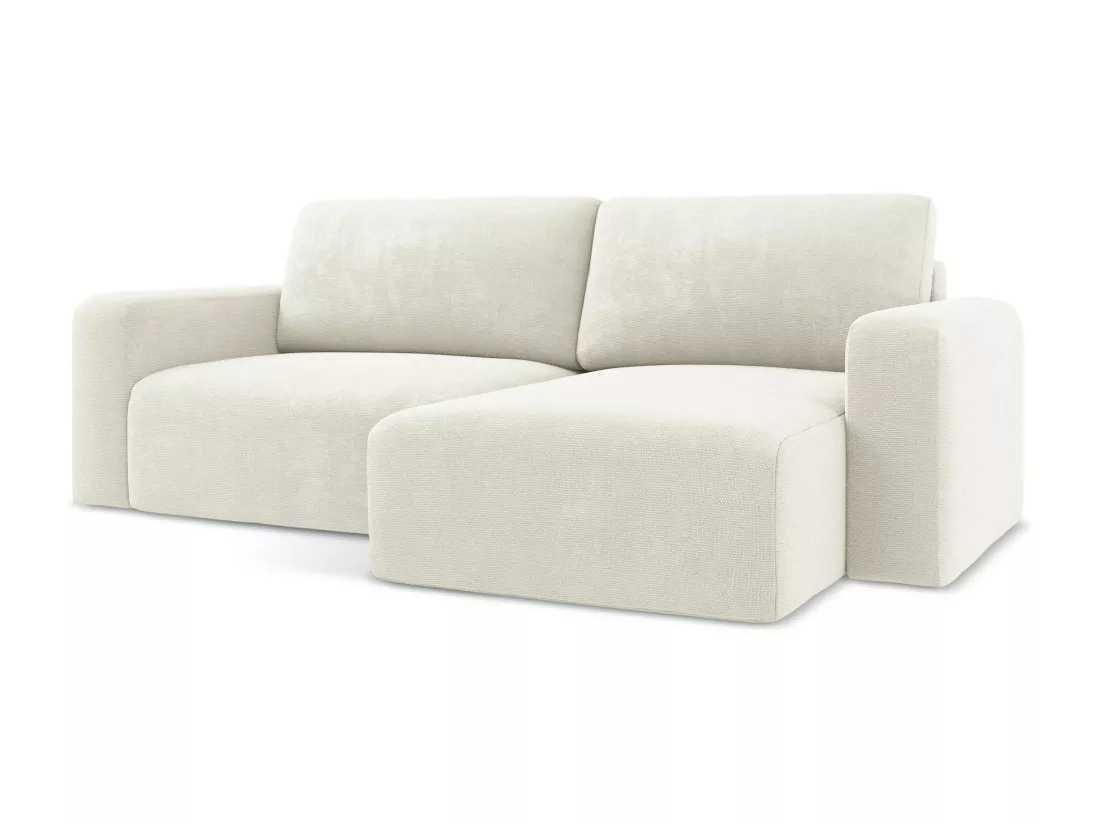 Canapé d’angle 3 places droit convertible en Chenille - blanc - KONA